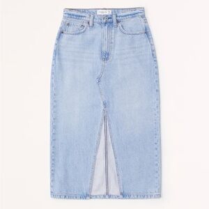 NWT Abercrombie & Fitch Blue Light Wash Denim Midi Skirt Size 16